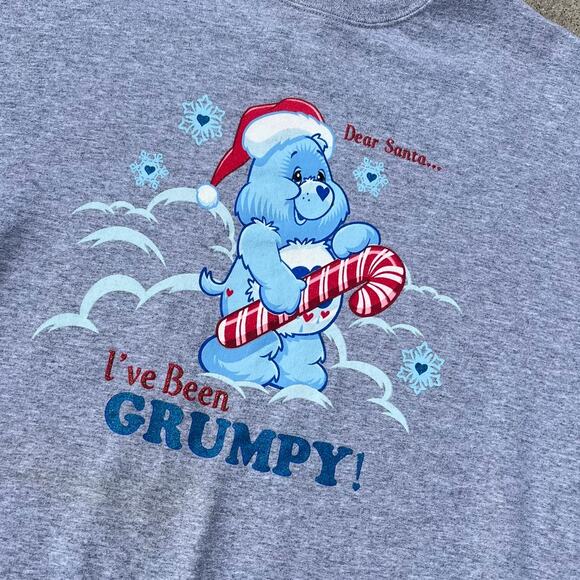 Care Bears 2004 Grumpy Bear Holiday Christmas Sweatshirt Approx. Sz L - Picture 5 of 7